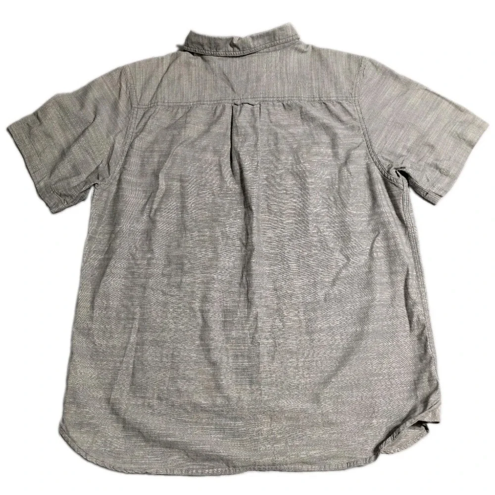 The North Face Heritage Shirt Mens L Gray Chambray Cotton Button Up Short Sleeve